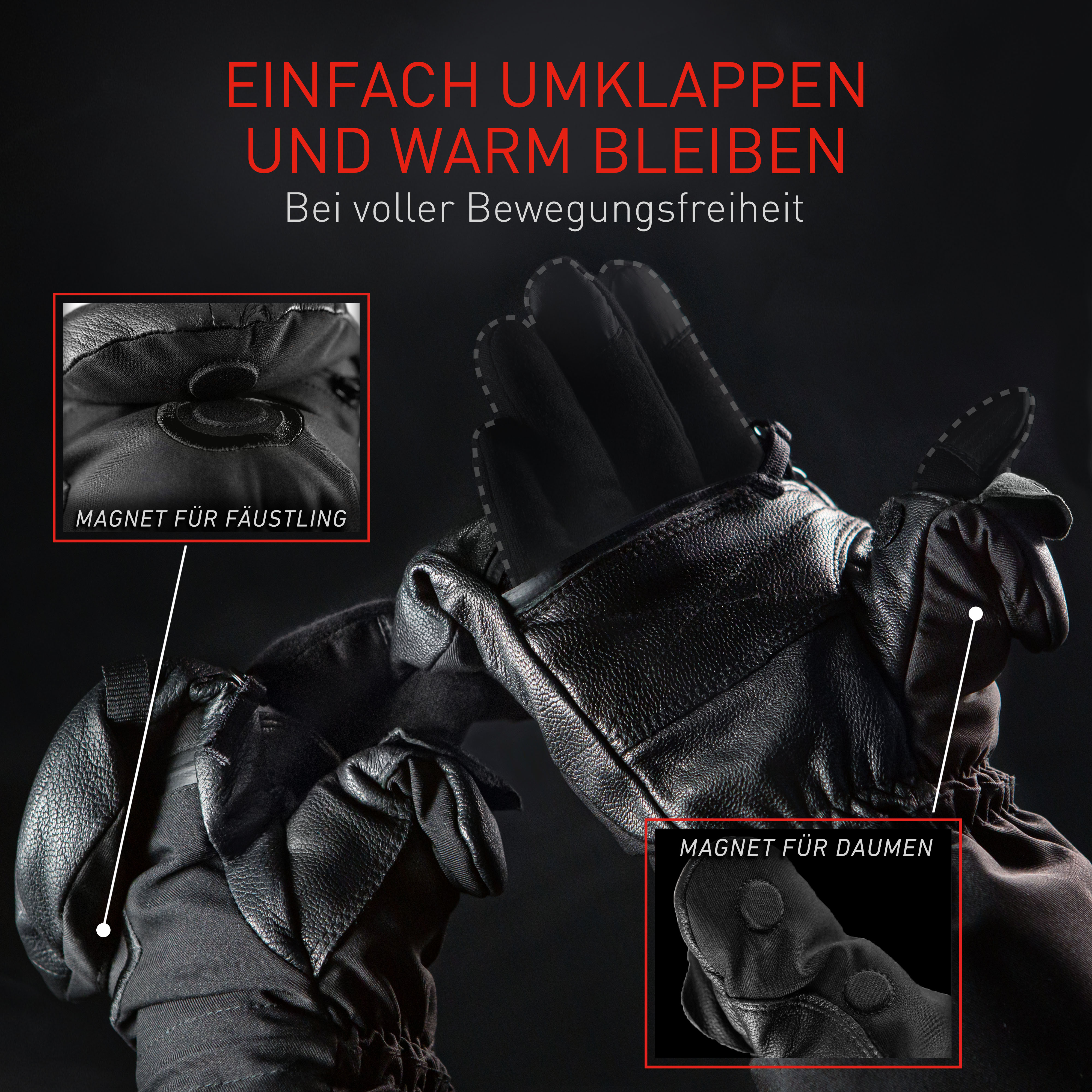 Fäustling und seine Klappfunktion
